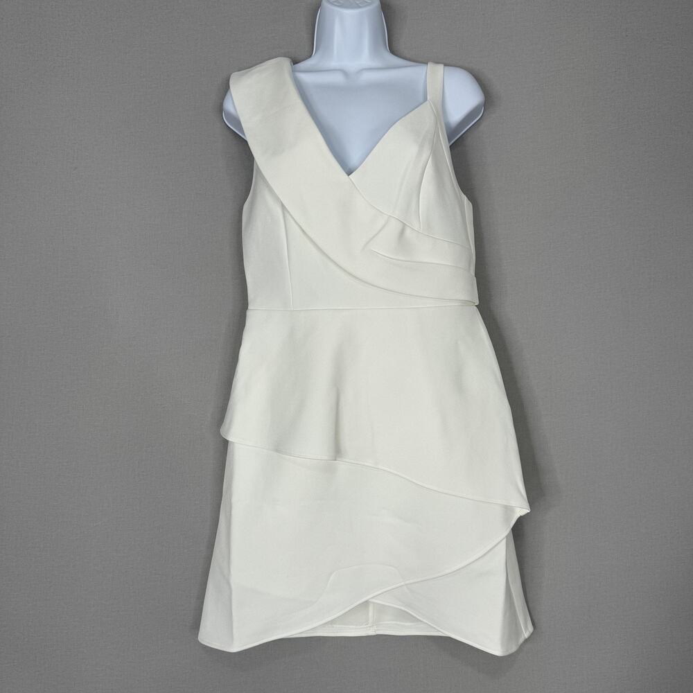Bcbgmaxazria Asymmetric Mini Dress Womens 8 Off White Bridal Bachelorette Party